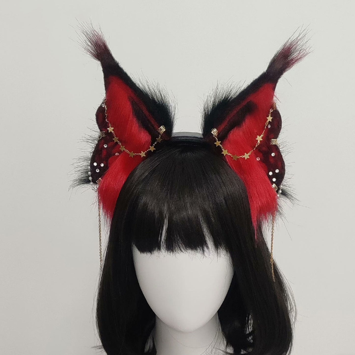 Cosplay Fox Ears Kit Cos Red Fox Headband Blood Fox with Accessories Hairband Cosplay Animal Ears Custom Cosplay Wolf Ears Furry Ears Faux Fur