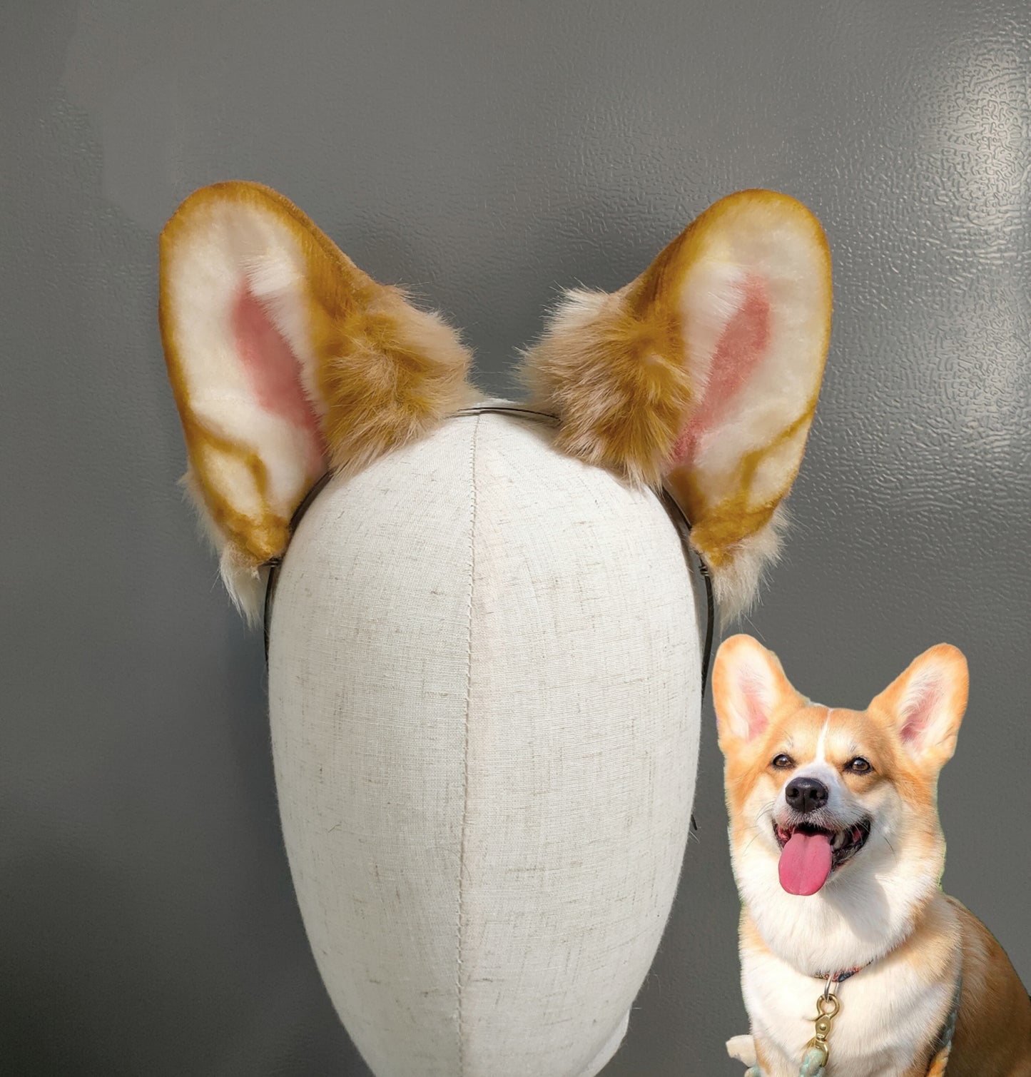 Furry Koki Dog Ears Kit Cosplay Headband Hairband Cosplay Corgi Dog Ears Costume Accessories Halloween Cosplay Animal Ears