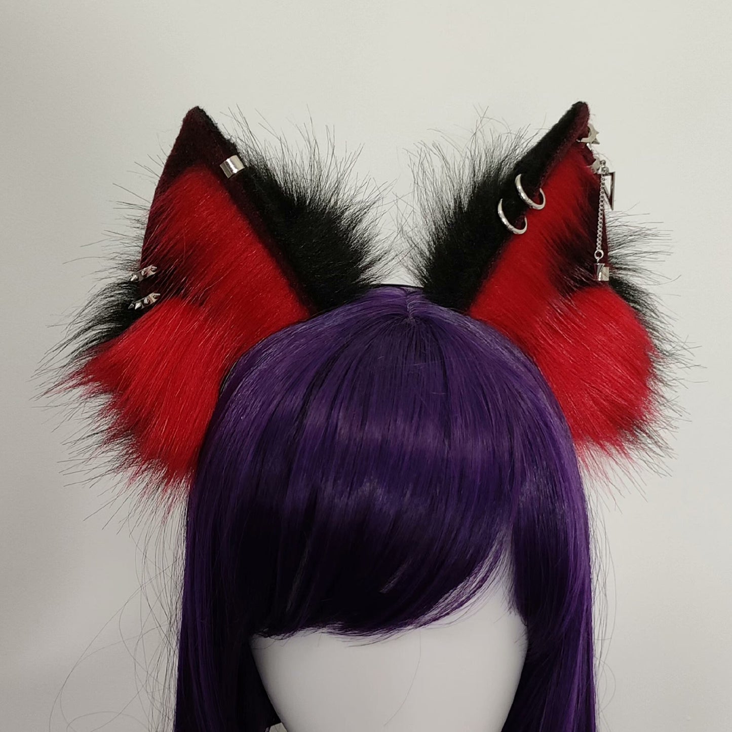 Cosplay Fox Ears Kit Cos Red Fox Headband Blood Fox Hairband Cosplay Animal with Accessories Custom Cosplay Wolf Ears Furry Ears Faux Fur