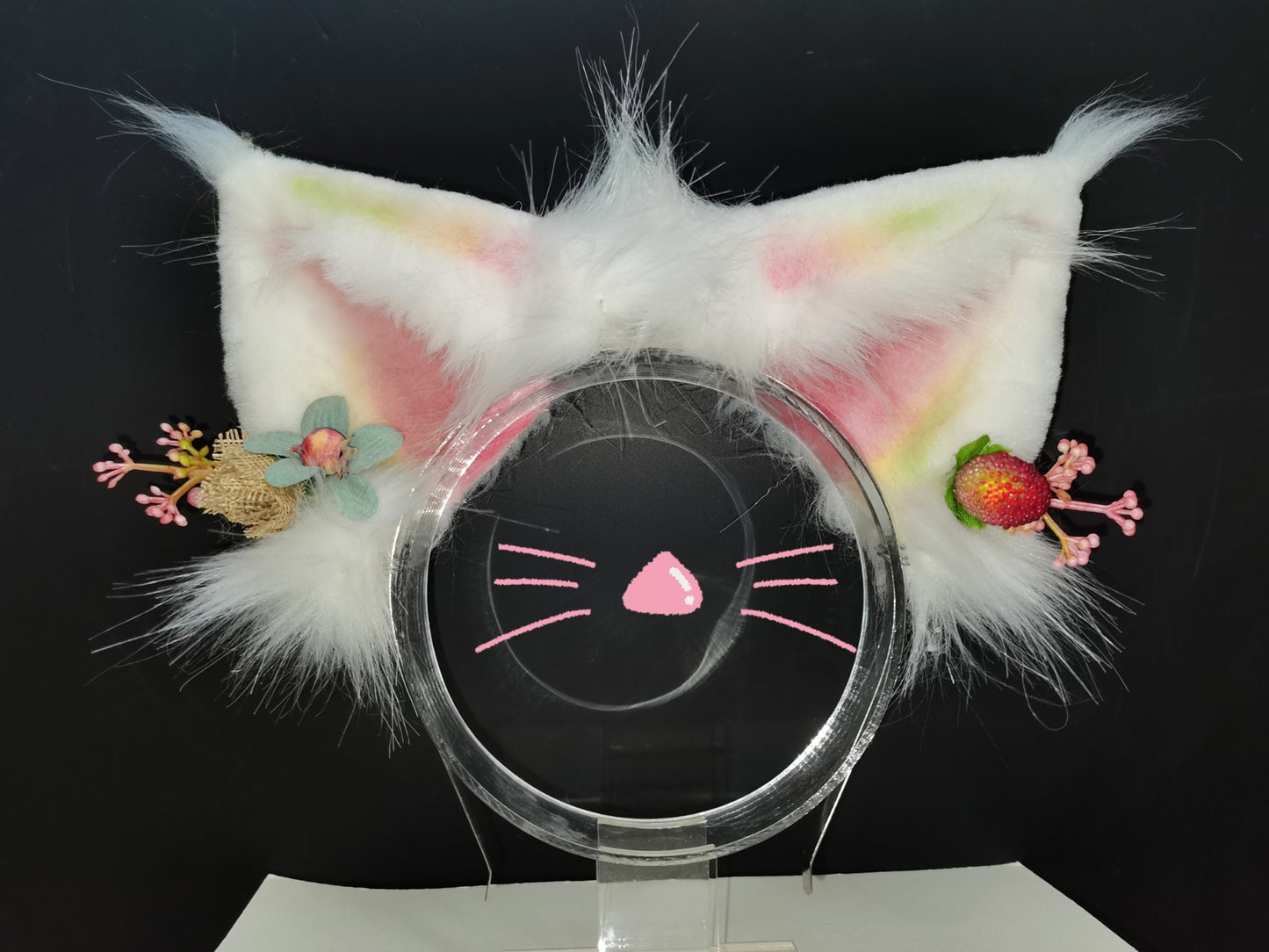 Cosplay Rainbow Fox Ears Kit Cos Fox Headband Leona Ears Hairband Cosplay Animal Costume Accessories Custom Ears Furry Ears Faux Fur