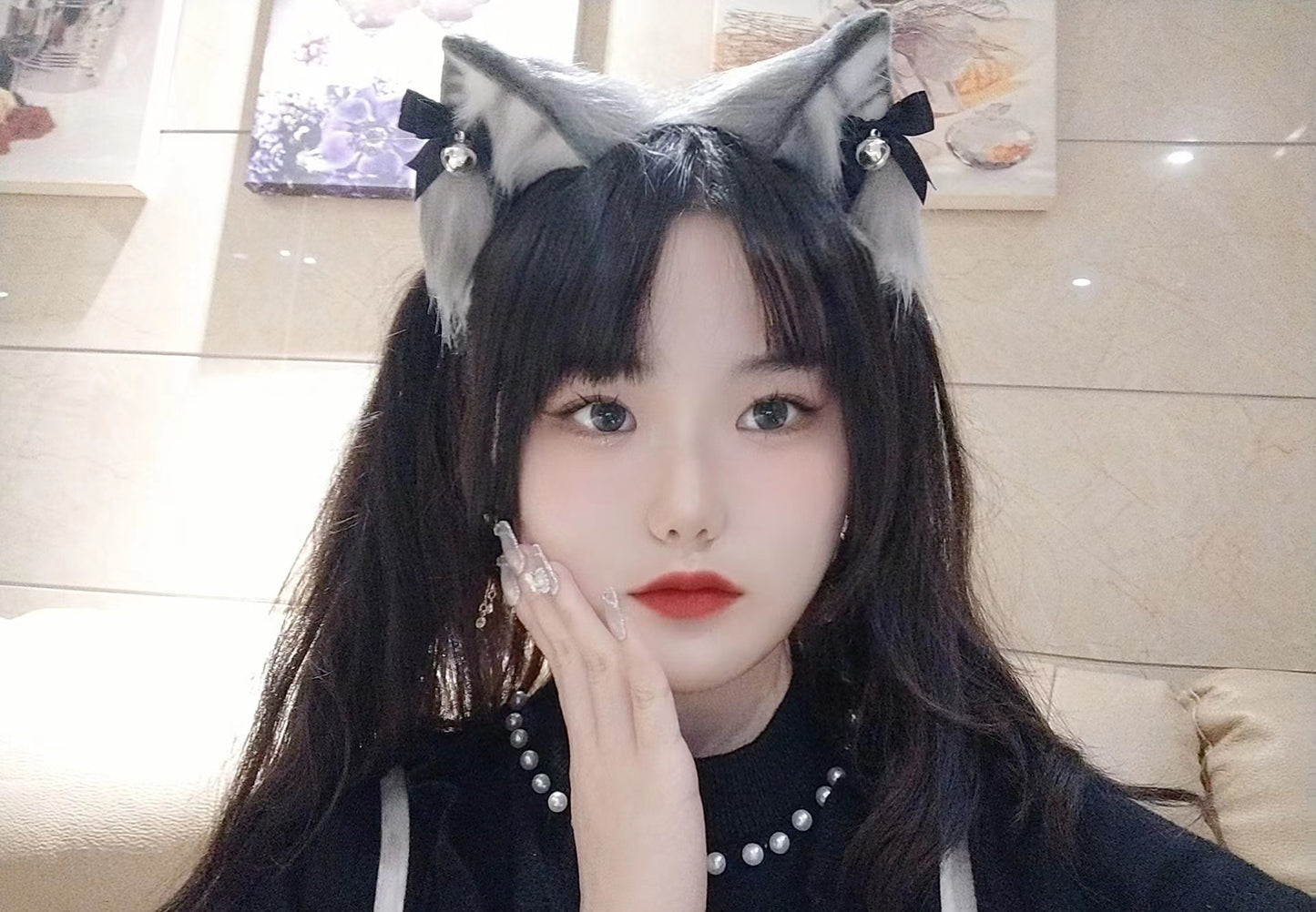 Cosplay Tabby Cat Ears Tail Kit Cosplay Headdress Hairband Cosplay Cat Costume Accessories Custom Animal Ears