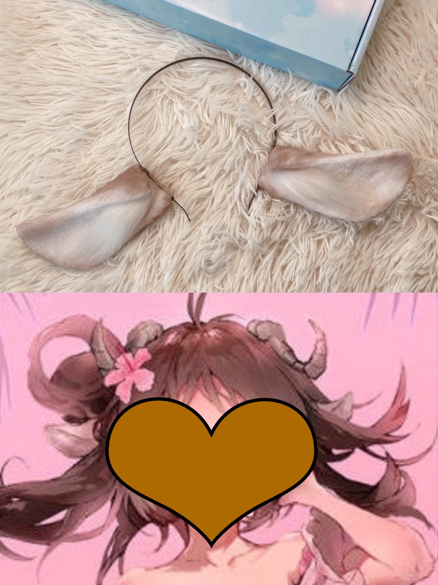 Cosplay Sheep Ears Kit Cos Sheep Headband Hairband Goat Ears Costume Accessories Custom Animal Ears Furry Ears Faux Fur