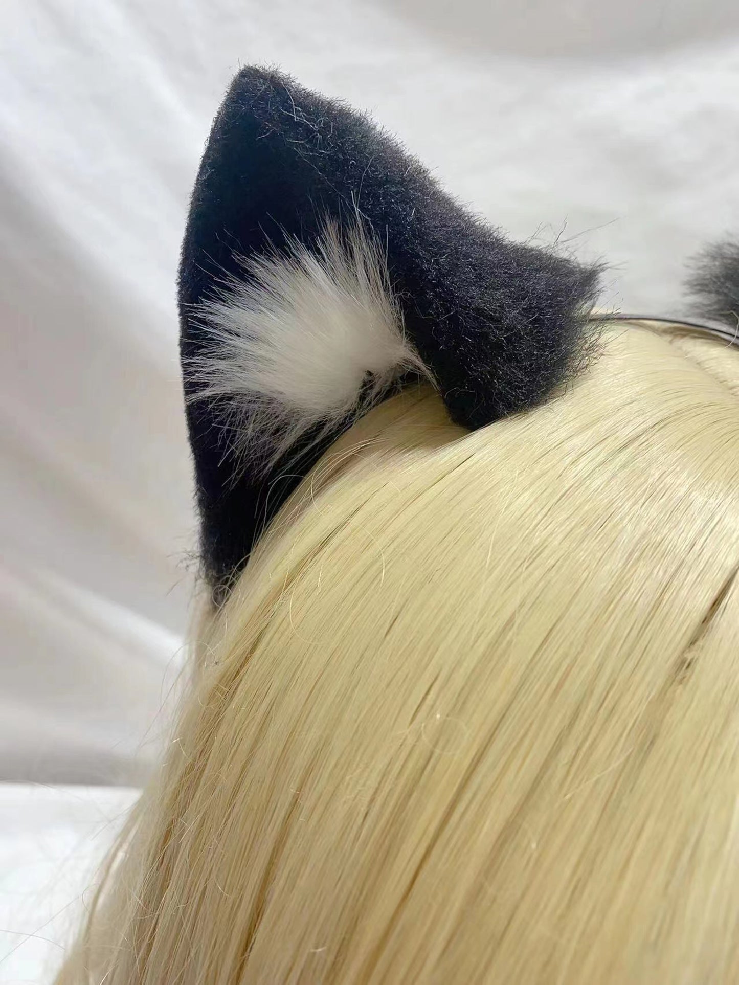 Cos Cat Ears Tail Kit Fluffy Cosplay Cat Headband Hairband Black Cat Ears Costume Accessories Custom Animal Ears