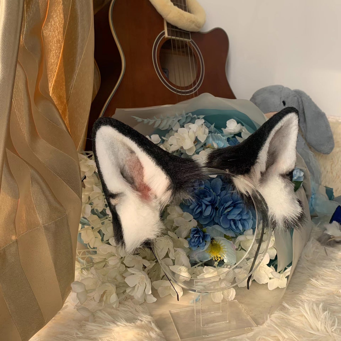 Cosplay Dog Ears Kit Cosplay Husky Headdress Hairband Cosplay Doggie Ears Costume Accessories