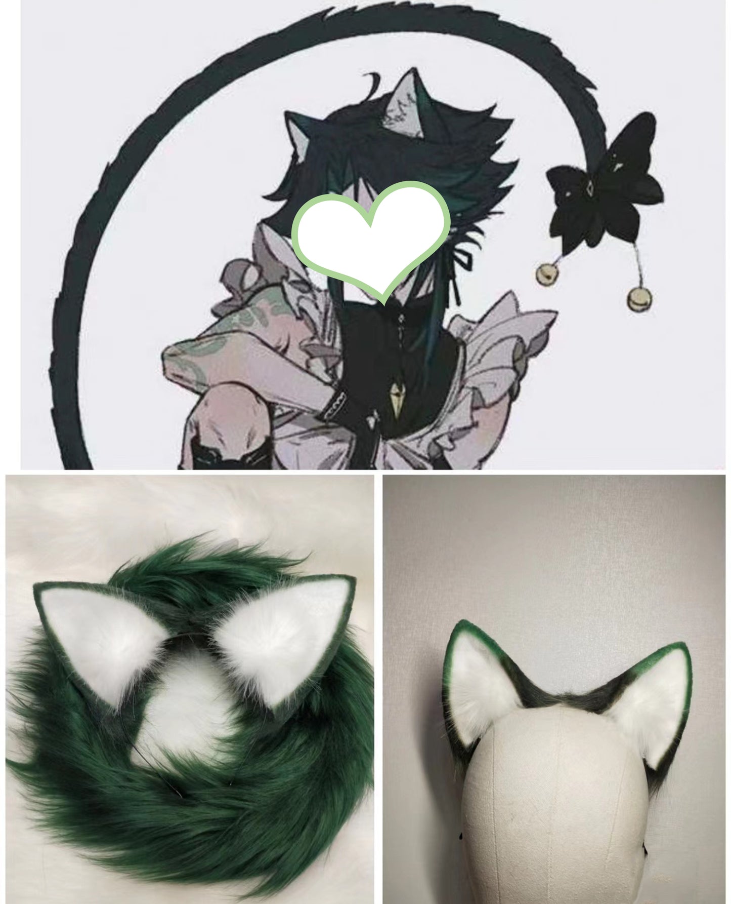 Cosplay Cat Ears Tail Kit Cosplay Headdress Hairband Genshin Impact Xiao Cat Ears Costume Accessories Custom Animal Ears