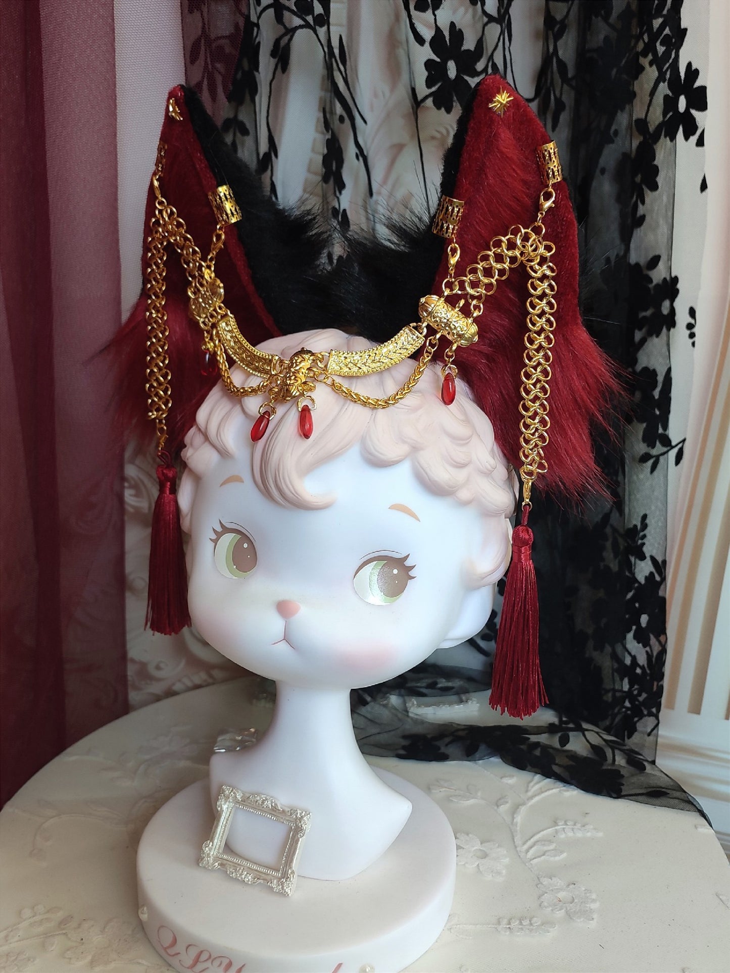 Cosplay Red Ears Kit Cosplay Fox Headband Hairband Ancient Egypt Ears Costume Accessories Custom Animal Ears Furry Ears Faux Fur