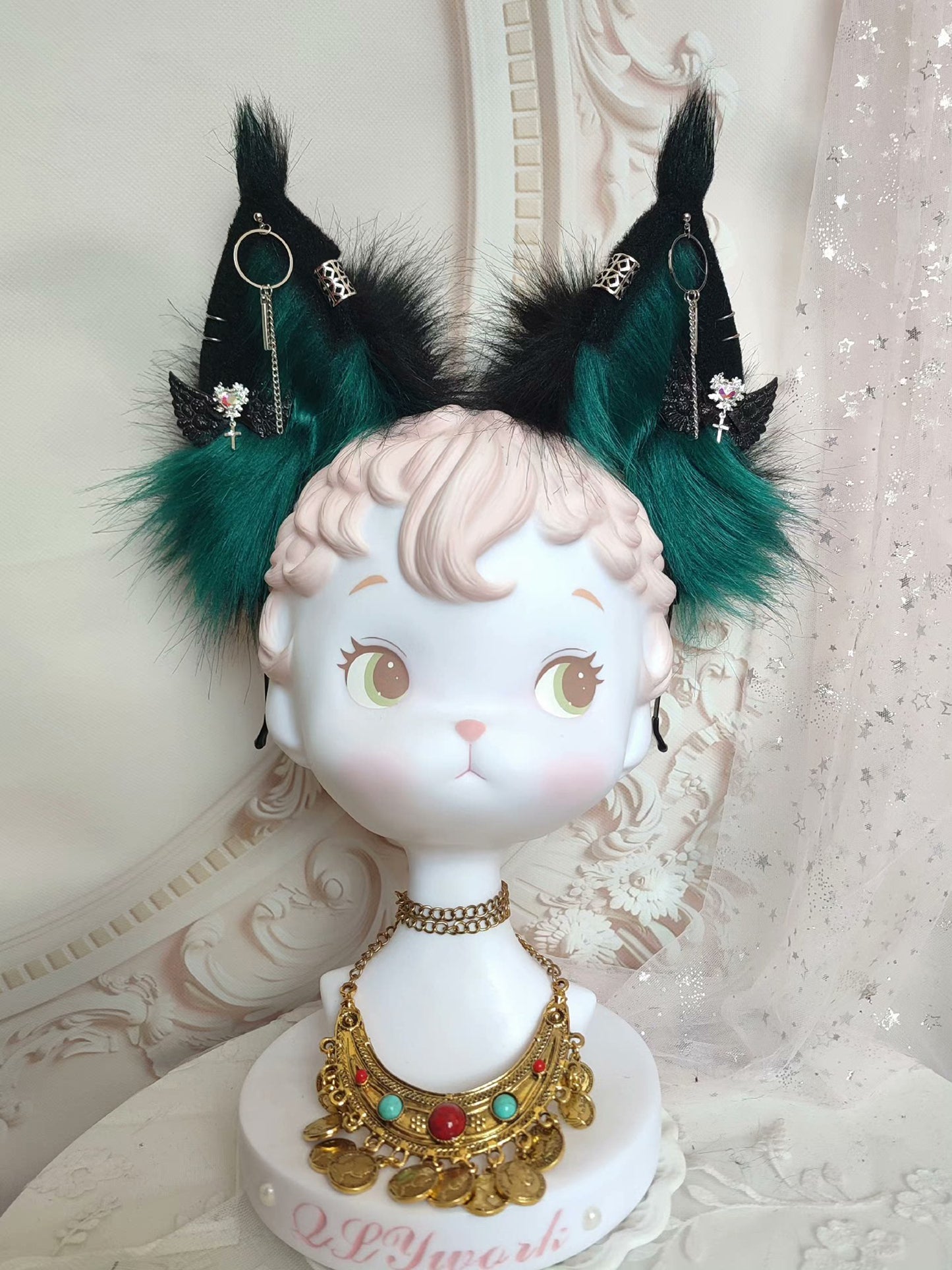 Cosplay Lynx Ears Cosplay Green Fox Headband Cosplay Fox Hairband Cosplay Animal Costume Accessories Custom Lynx Ears Furry Ears Faux Fur