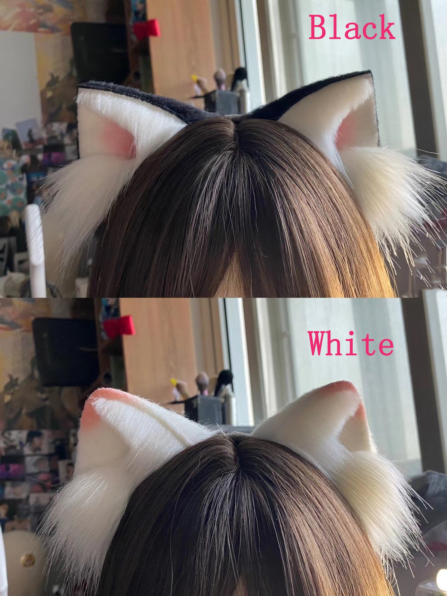 Cosplay Cat Ears Kit Cosplay Headband Hairband Black Cat Ears Costume Accessories Custom Animal Ears