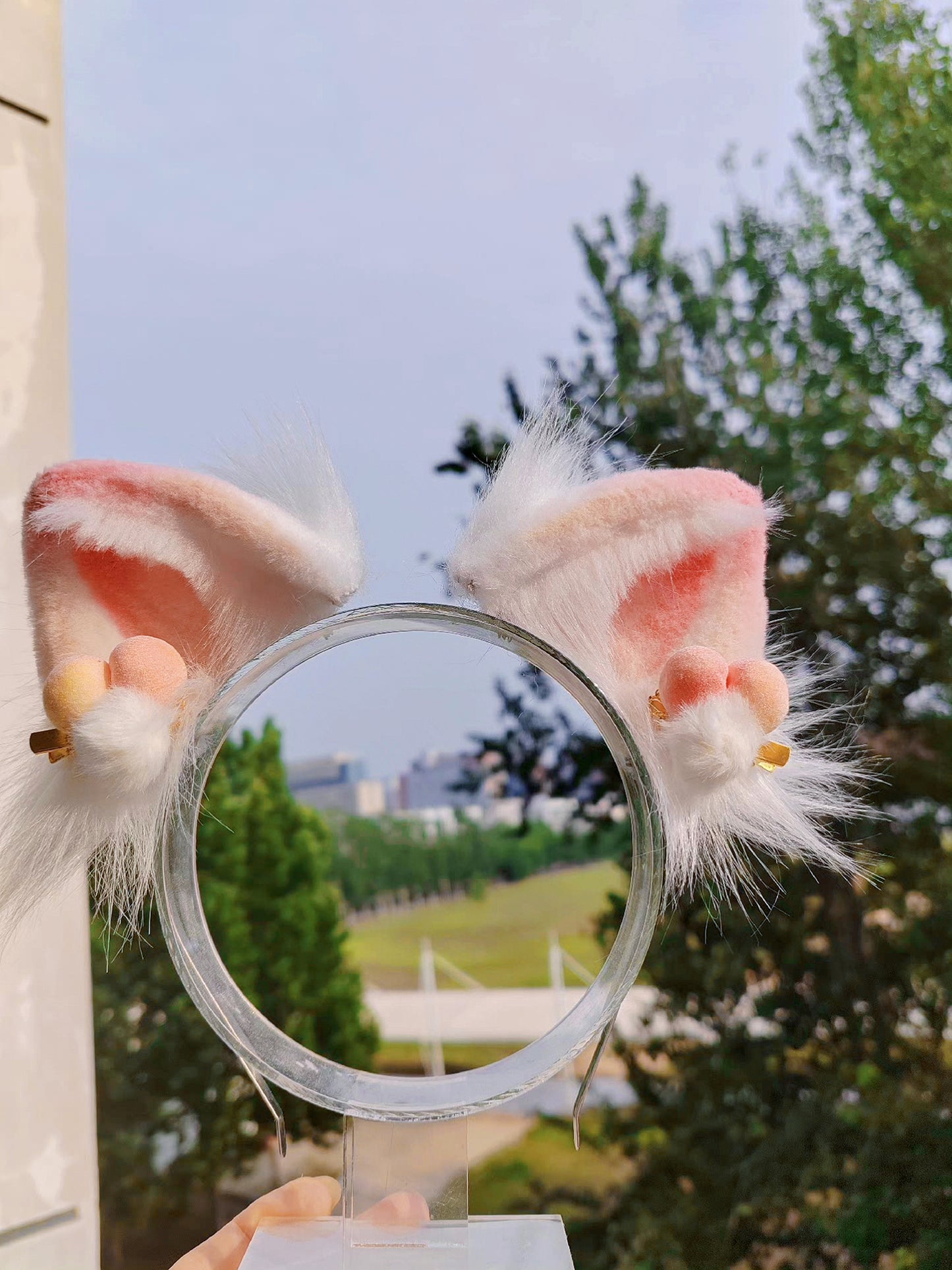 Cosplay Pink Cat Ears Kit Cosplay Cat Ears Cat Headband Headdress Cat Hairclips Cat Headband Costume Accessories Custom Animal Ears Furry Ears Faux Fur
