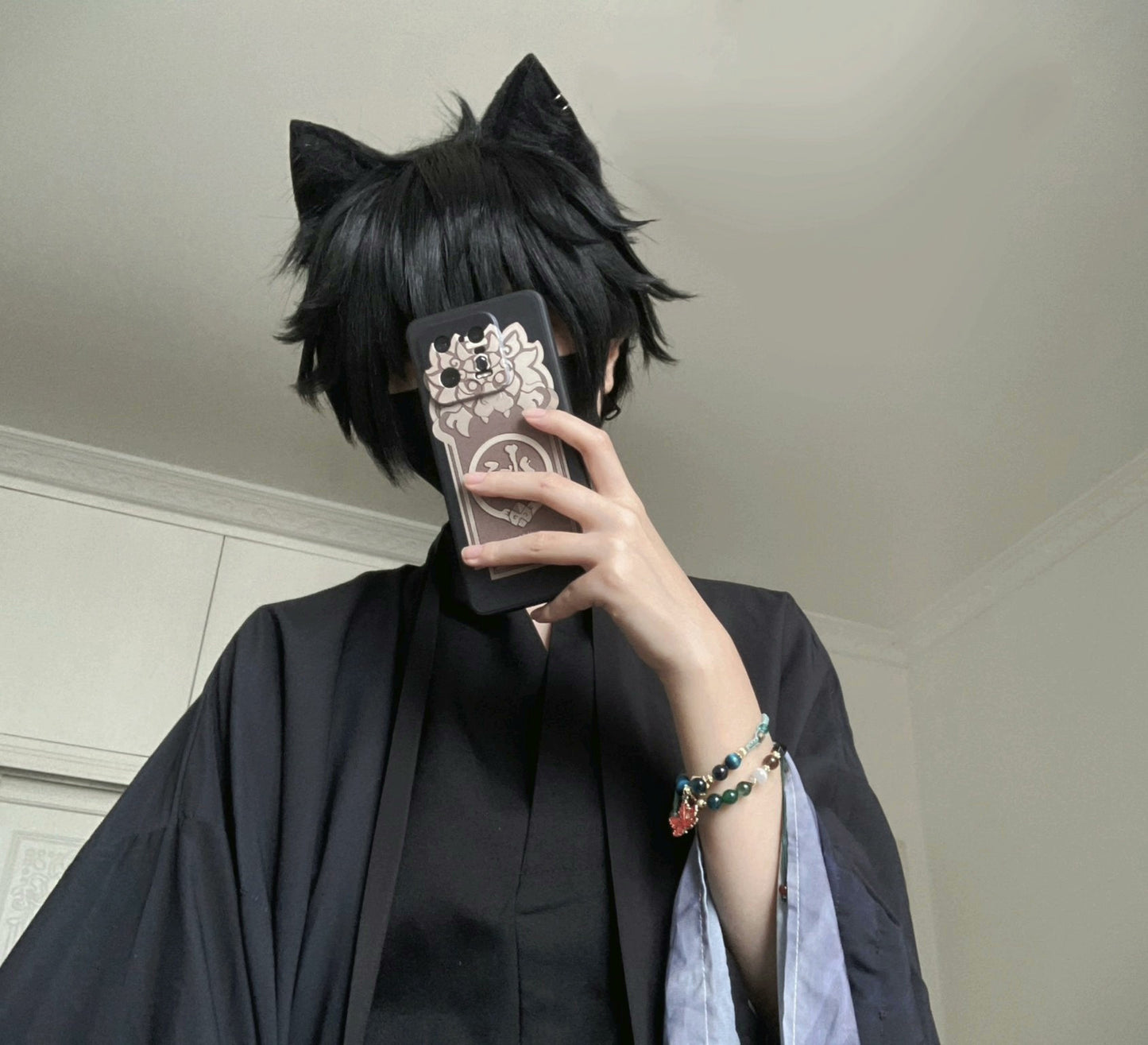 Cosplay Cat Ears Kit Cosplay Black Cat Headband Hairband Furry Cat Ears with Accessories Costume Accessories Custom Animal Ears Furry Ears Faux Fur