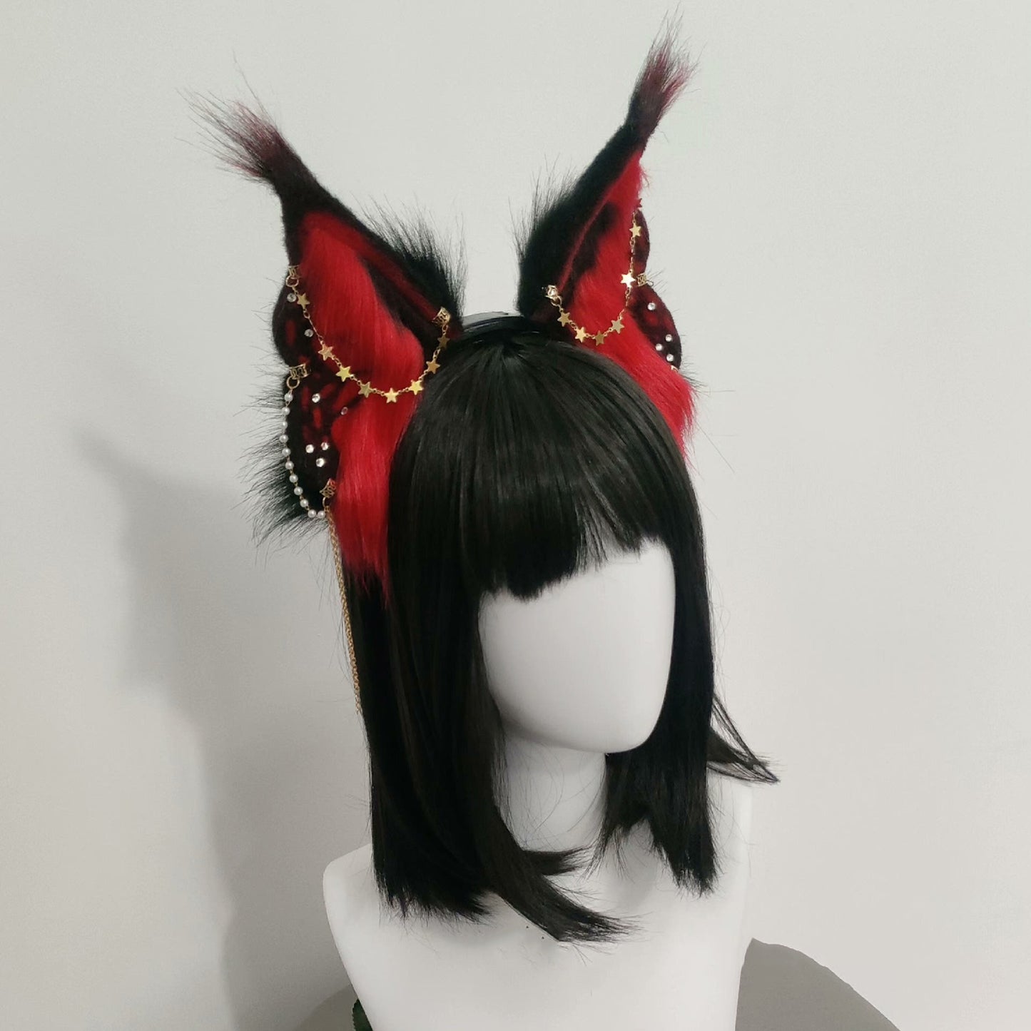 Cosplay Fox Ears Kit Cos Red Fox Headband Blood Fox with Accessories Hairband Cosplay Animal Ears Custom Cosplay Wolf Ears Furry Ears Faux Fur