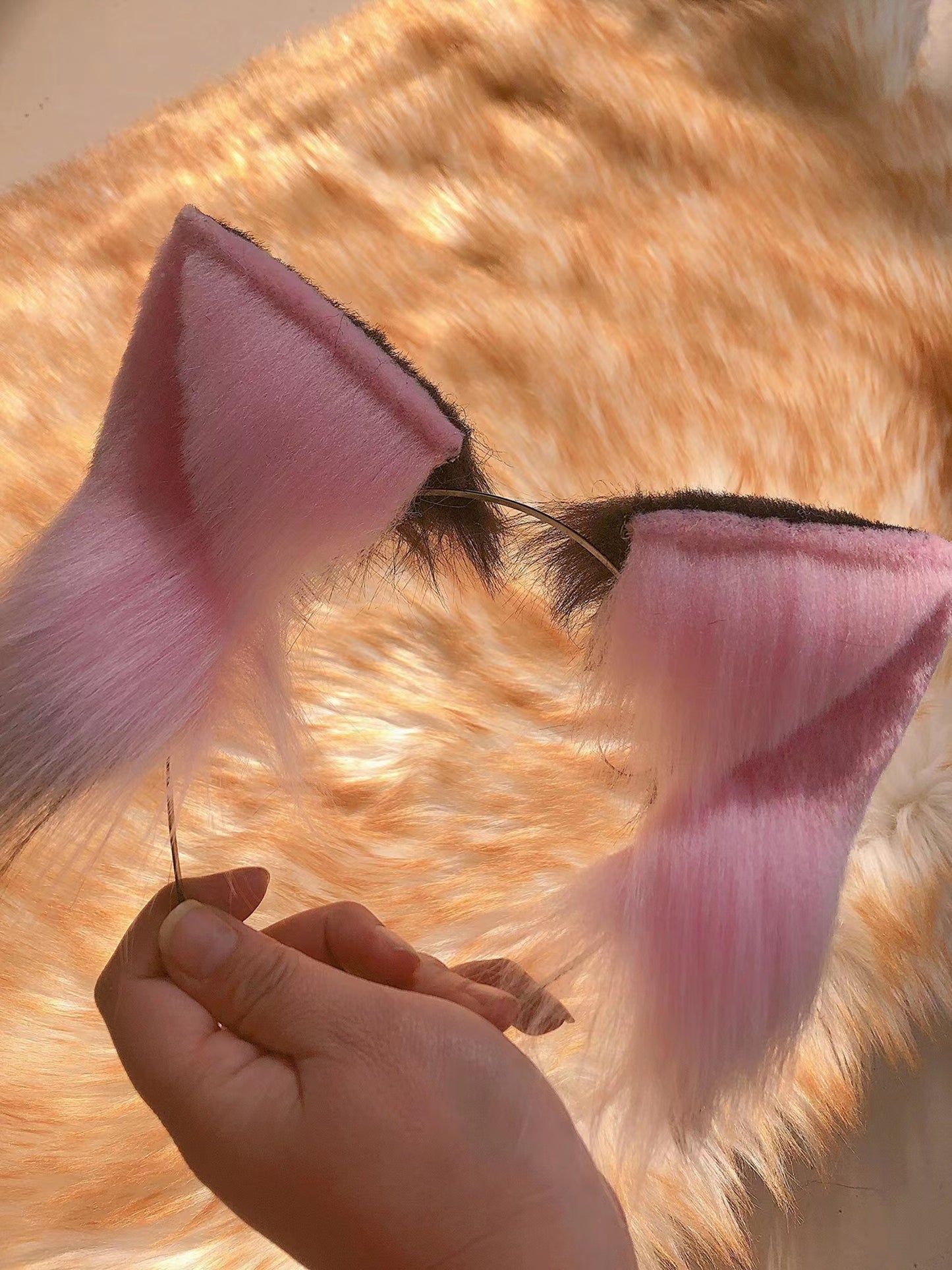 Cosplay Fox Ears Kit Cosplay Fox Headpin Hairband Cosplay Pink/ Grey Fox Costume Animal Accessories Custom Ears