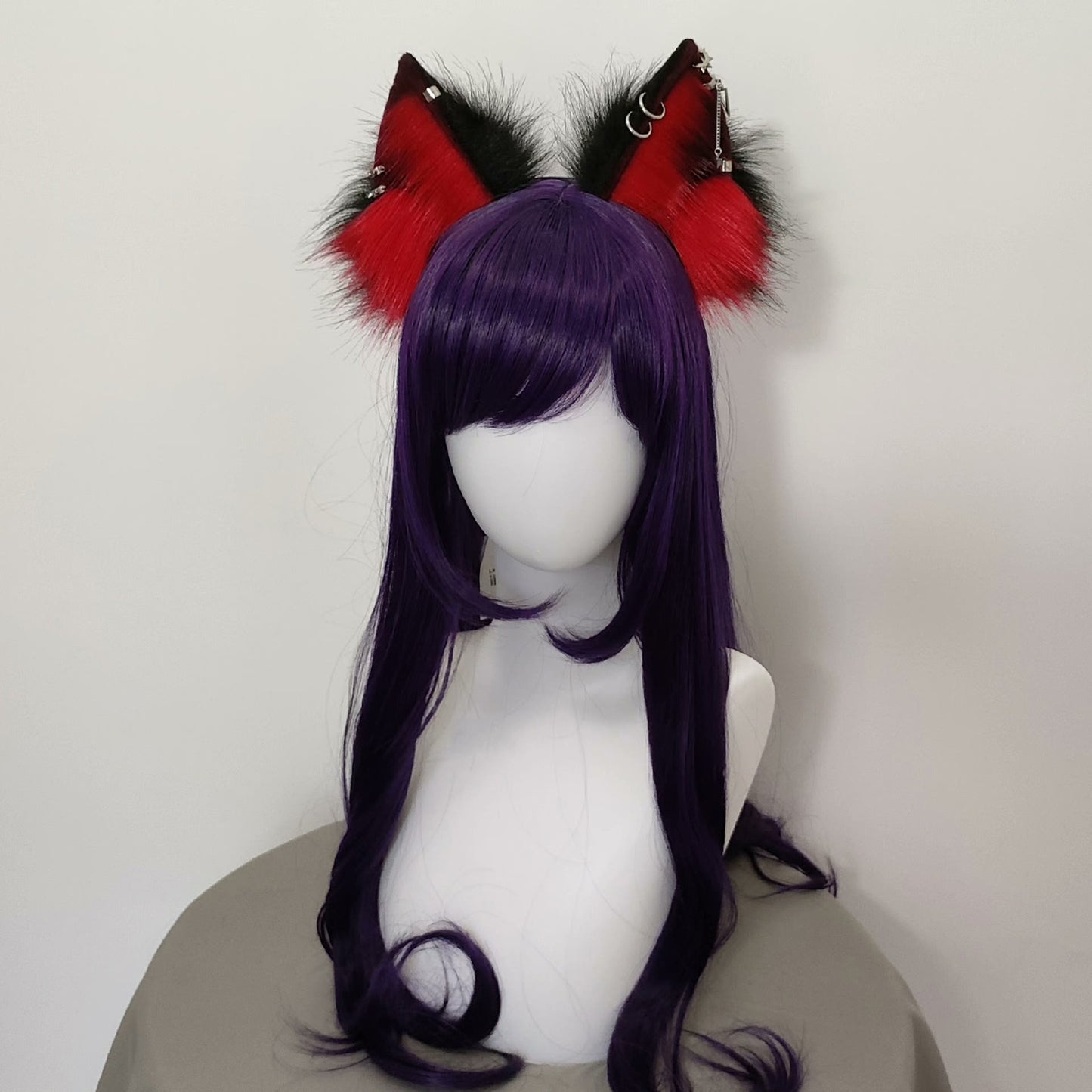 Cosplay Fox Ears Kit Cos Red Fox Headband Blood Fox Hairband Cosplay Animal with Accessories Custom Cosplay Wolf Ears Furry Ears Faux Fur