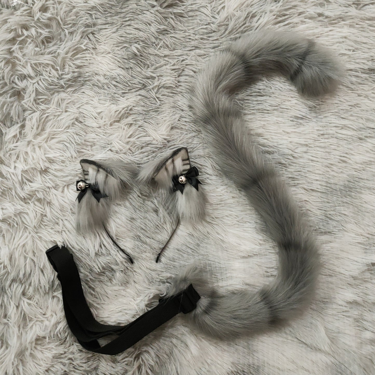 Cosplay Tabby Cat Ears Tail Kit Cosplay Headdress Hairband Cosplay Cat Costume Accessories Custom Animal Ears