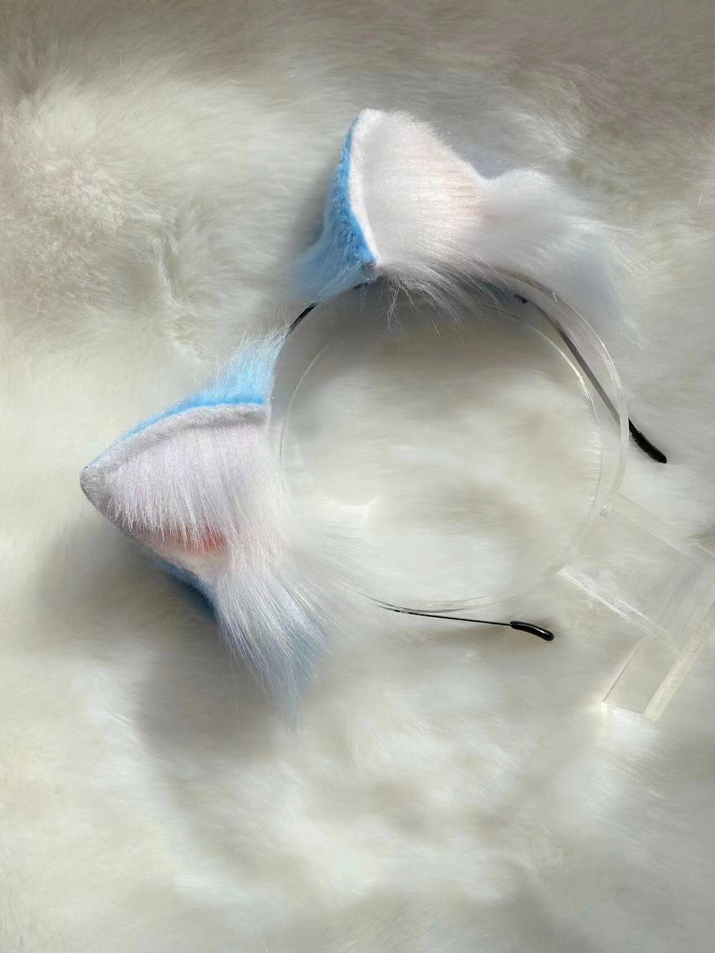 Cosplay Ram Rem Hairband Cat Ears Tail Kit Cosplay Blue Headdress Furry Rem Hairband Costume Accessories Custom Animal Ears