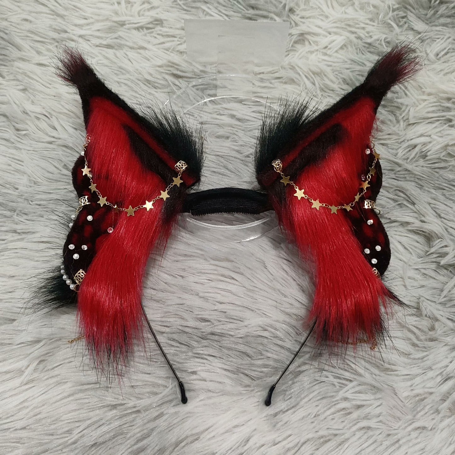 Cosplay Fox Ears Kit Cos Red Fox Headband Blood Fox with Accessories Hairband Cosplay Animal Ears Custom Cosplay Wolf Ears Furry Ears Faux Fur