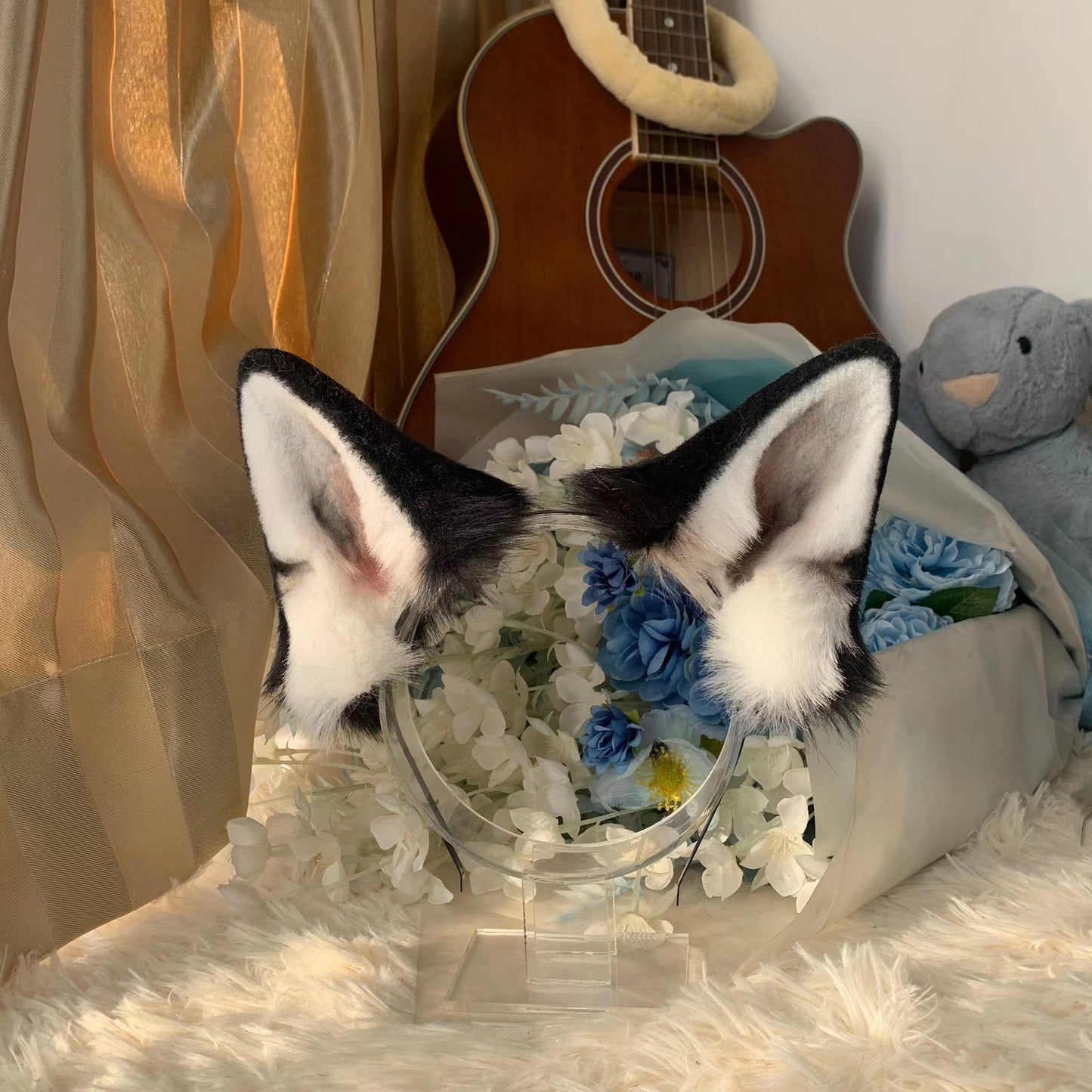 Cosplay Dog Ears Kit Cosplay Husky Headdress Hairband Cosplay Doggie Ears Costume Accessories