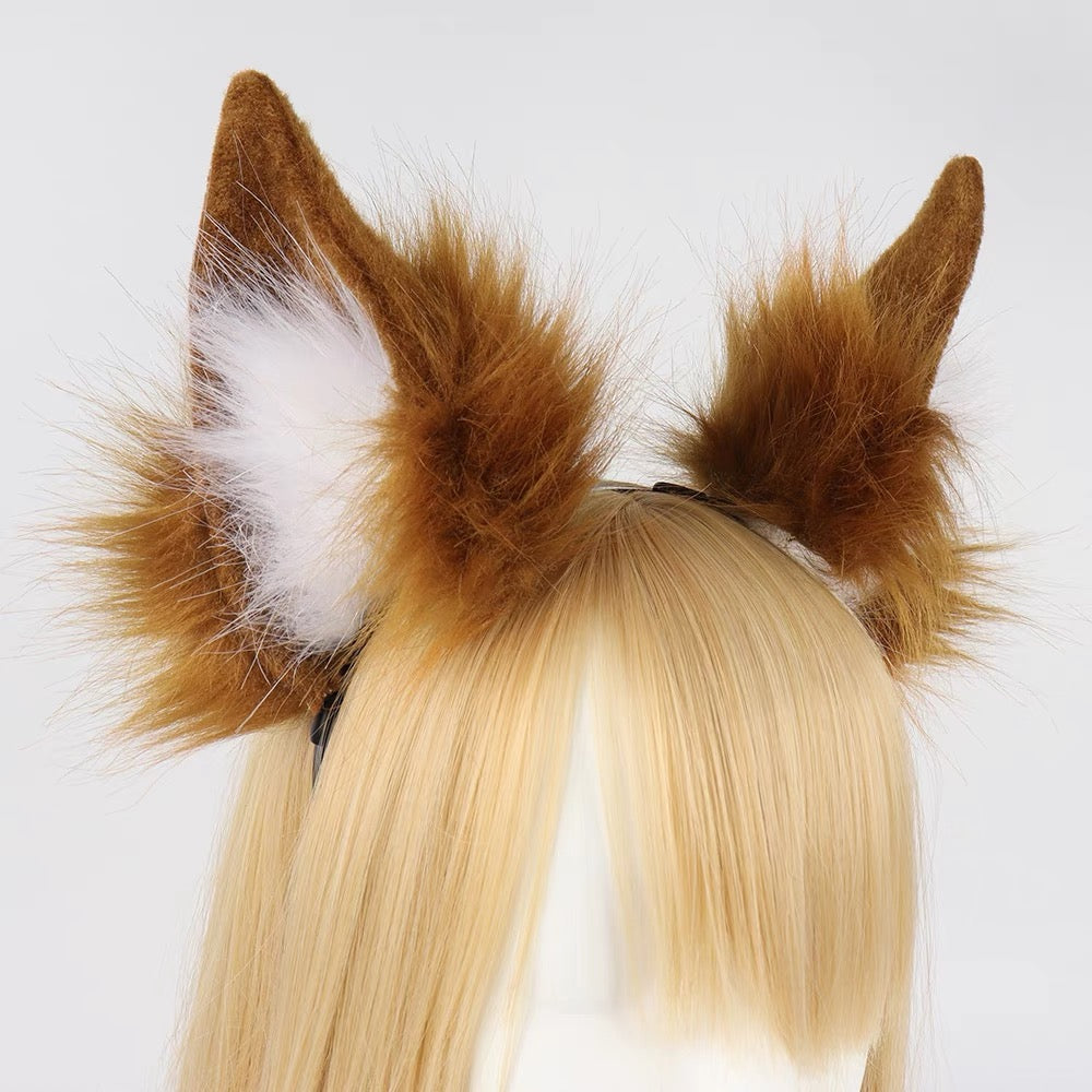 Cosplay Tamamo Ears Tail Kit Cosplay Headdress Hairband Cosplay Fox Ears Costume Accessories Halloween Custom Animal Ears