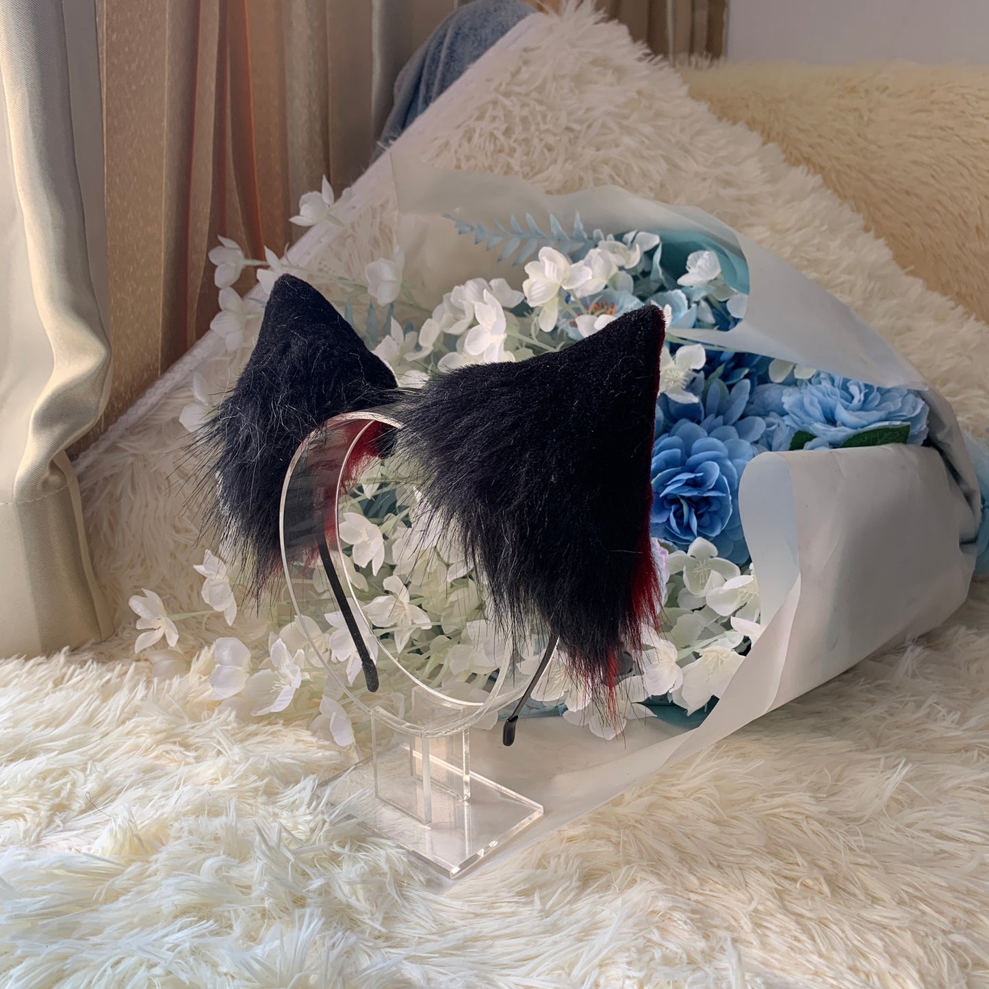 Cosplay Blood Fox Ears Kit Cosplay Headpin Hairband Cosplay Red Fox Costume Animal Accessories