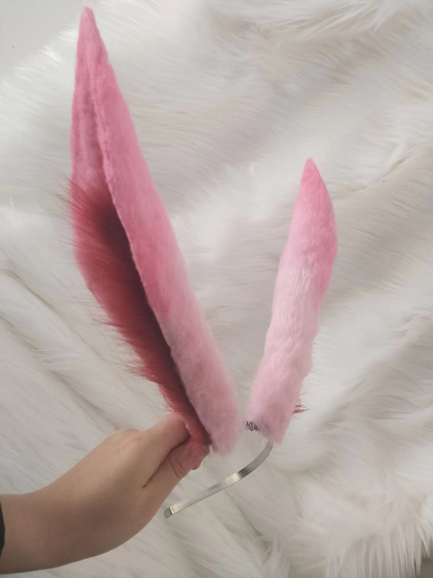 Cosplay Rabbit Ears Bunny Headband Cosplay Pink Rabbit Headclip Hairband Cosplay Bunny Ears Costume Accessories Halloween Cosplay Animal Ears Furry Ears