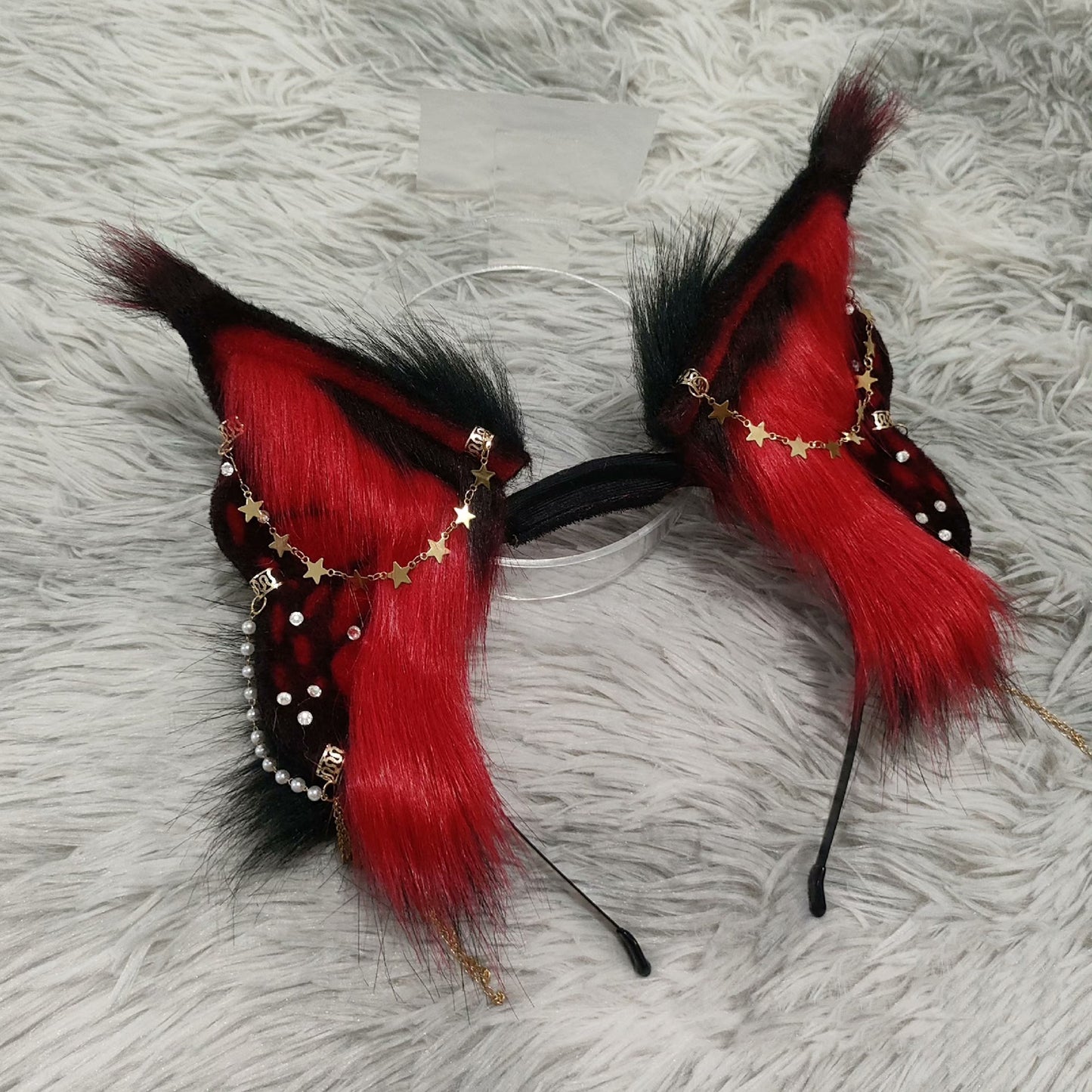 Cosplay Fox Ears Kit Cos Red Fox Headband Blood Fox with Accessories Hairband Cosplay Animal Ears Custom Cosplay Wolf Ears Furry Ears Faux Fur