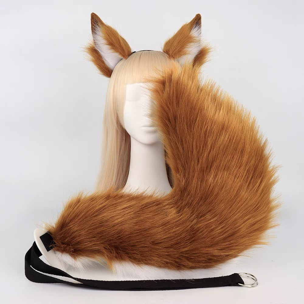 Cosplay Tamamo Ears Tail Kit Cosplay Headdress Hairband Cosplay Fox Ears Costume Accessories Halloween Custom Animal Ears