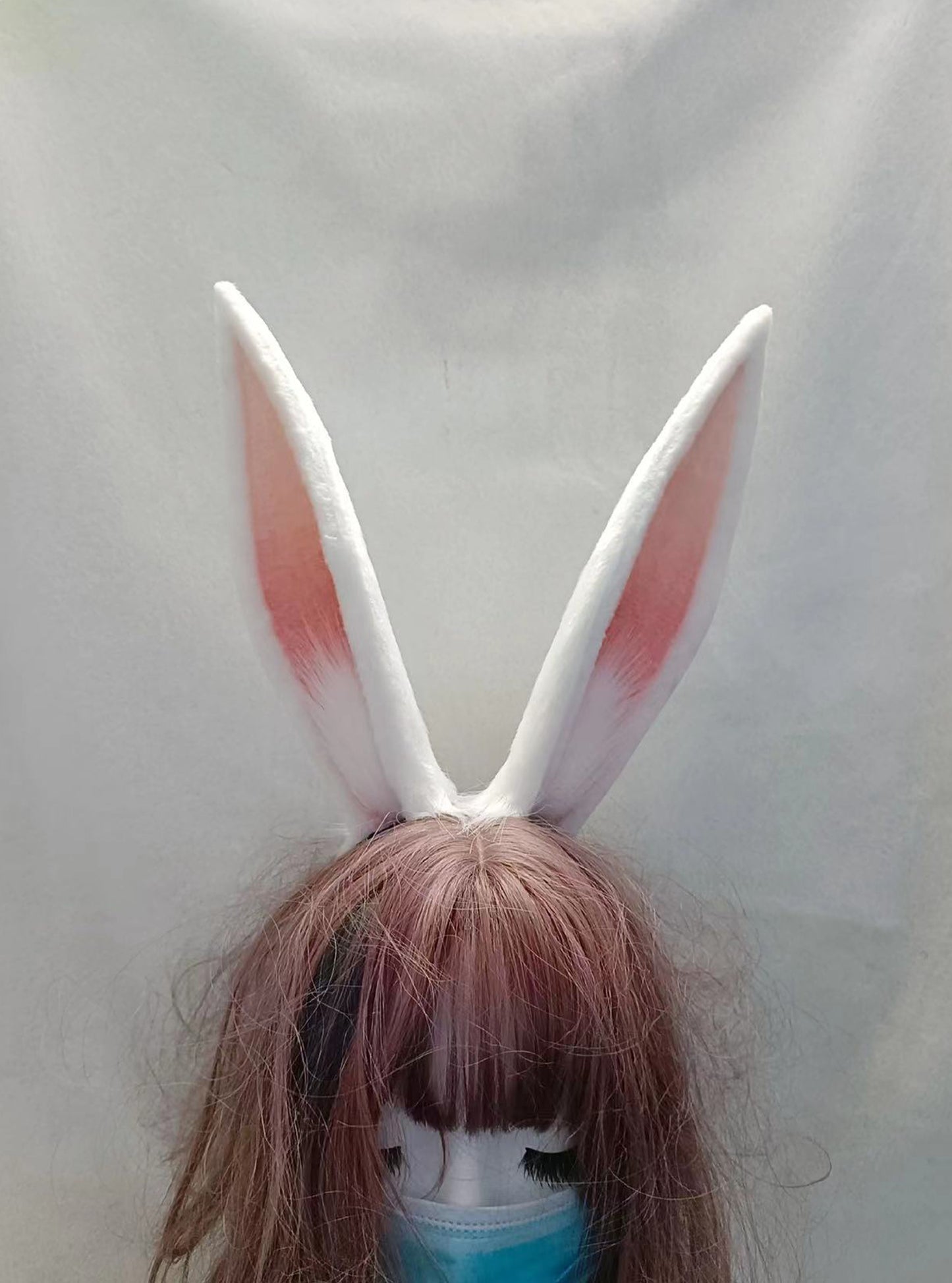 Cos Bunny Ears Kit Cosplay White Rabbit Headband Hairband Cosplay Bunny Ears Costume Accessories Halloween Cosplay Animal Ears Furry Ears Faux Fur