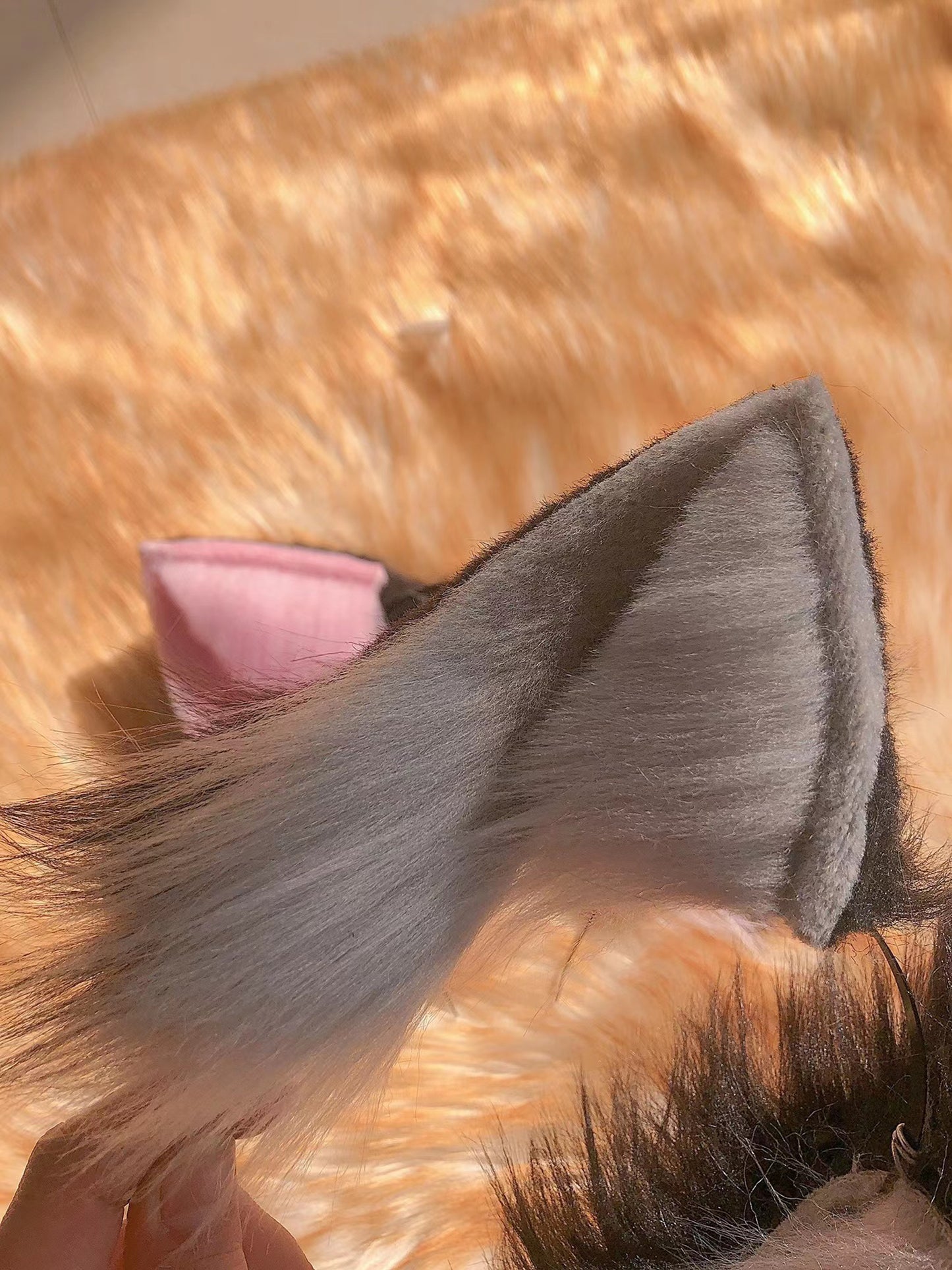 Cosplay Fox Ears Kit Cosplay Fox Headpin Hairband Cosplay Pink/ Grey Fox Costume Animal Accessories Custom Ears