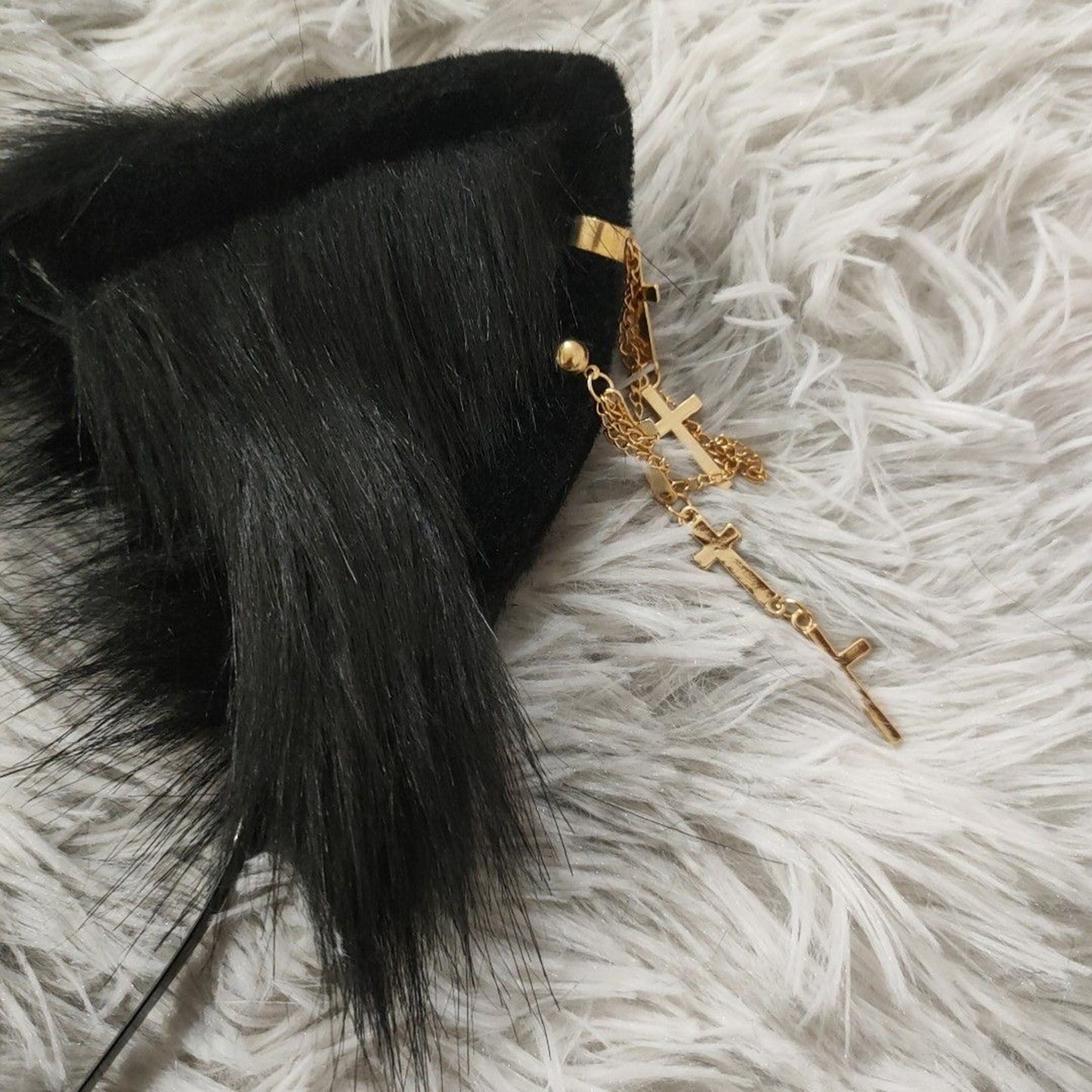 Cosplay Black Cat Ears Tail Kit Cosplay Cat Ears Headdress Black Hairband Cat Headband Costume Accessories Custom Animal Ears Furry Ears Faux Fur
