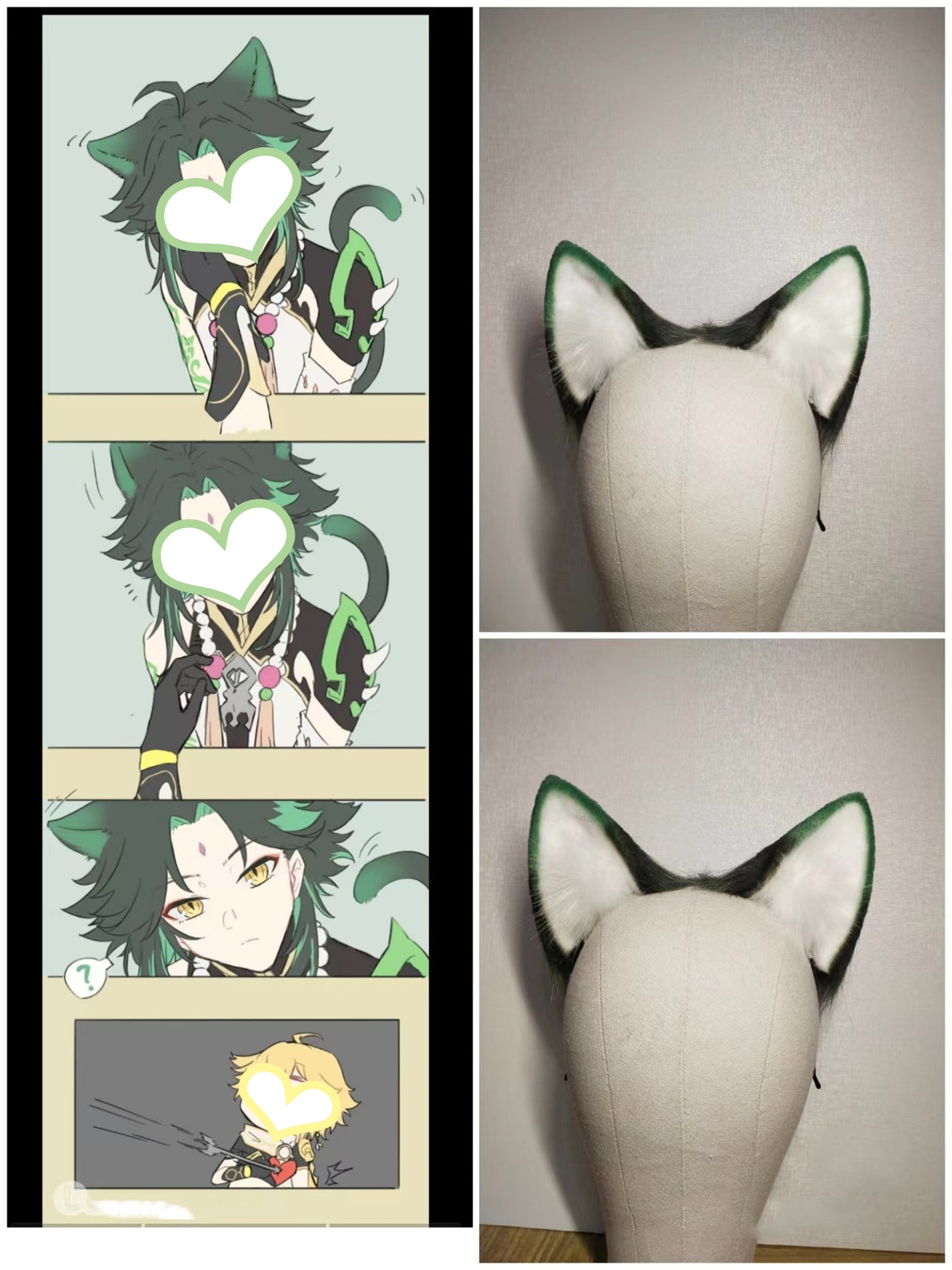 Cosplay Cat Ears Tail Kit Cosplay Headdress Hairband Genshin Impact Xiao Cat Ears Costume Accessories Custom Animal Ears