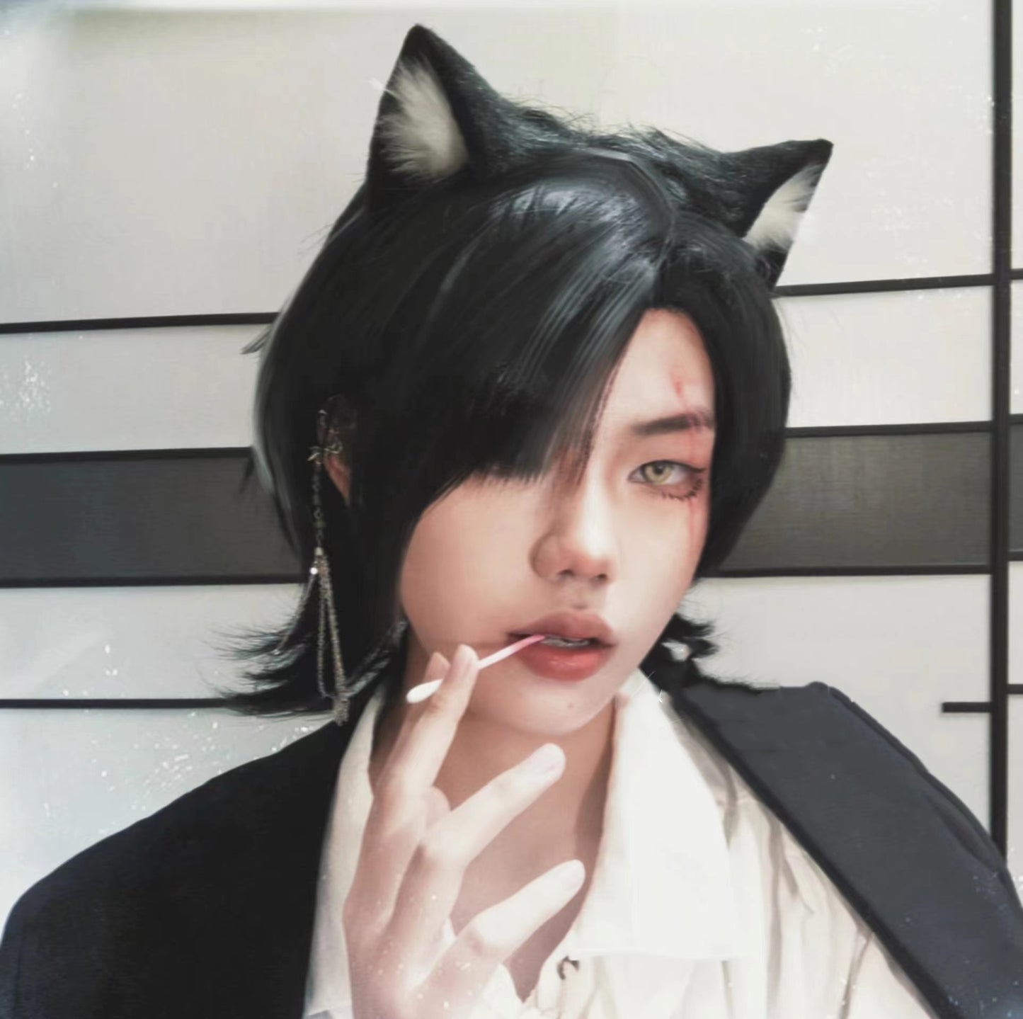Cosplay Cat Ears Kit Cosplay Black Cat Headband Hairband Furry Cat Ears Costume Accessories Custom Animal Ears