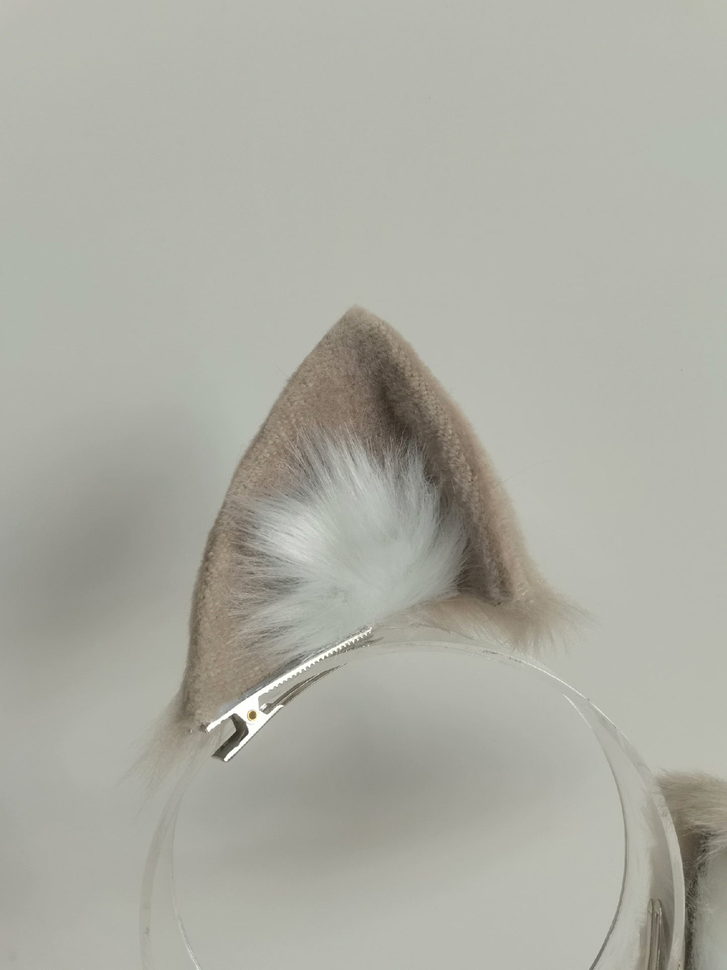 Cosplay Cat Ears Tail Kit Cosplay Cat Headdress Genshin Impact Lynette Headband Grey Cat Ears Costume Accessories Custom Animal Ears Furry Ears Faux Fur