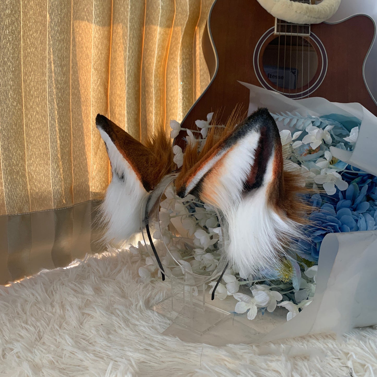Cosplay Brown Fox Ears Kit Cosplay Headpin Hairband Cosplay Fox Costume Animal Accessories