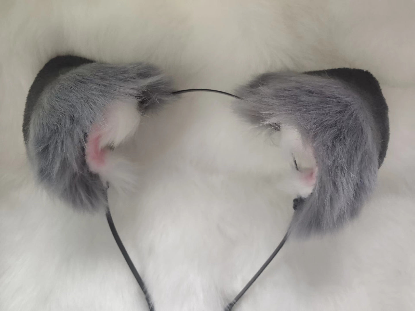 Cosplay Cat Ears Kit Cosplay Headband Hairband Cosplay Grey Cat Costume Animal Accessories