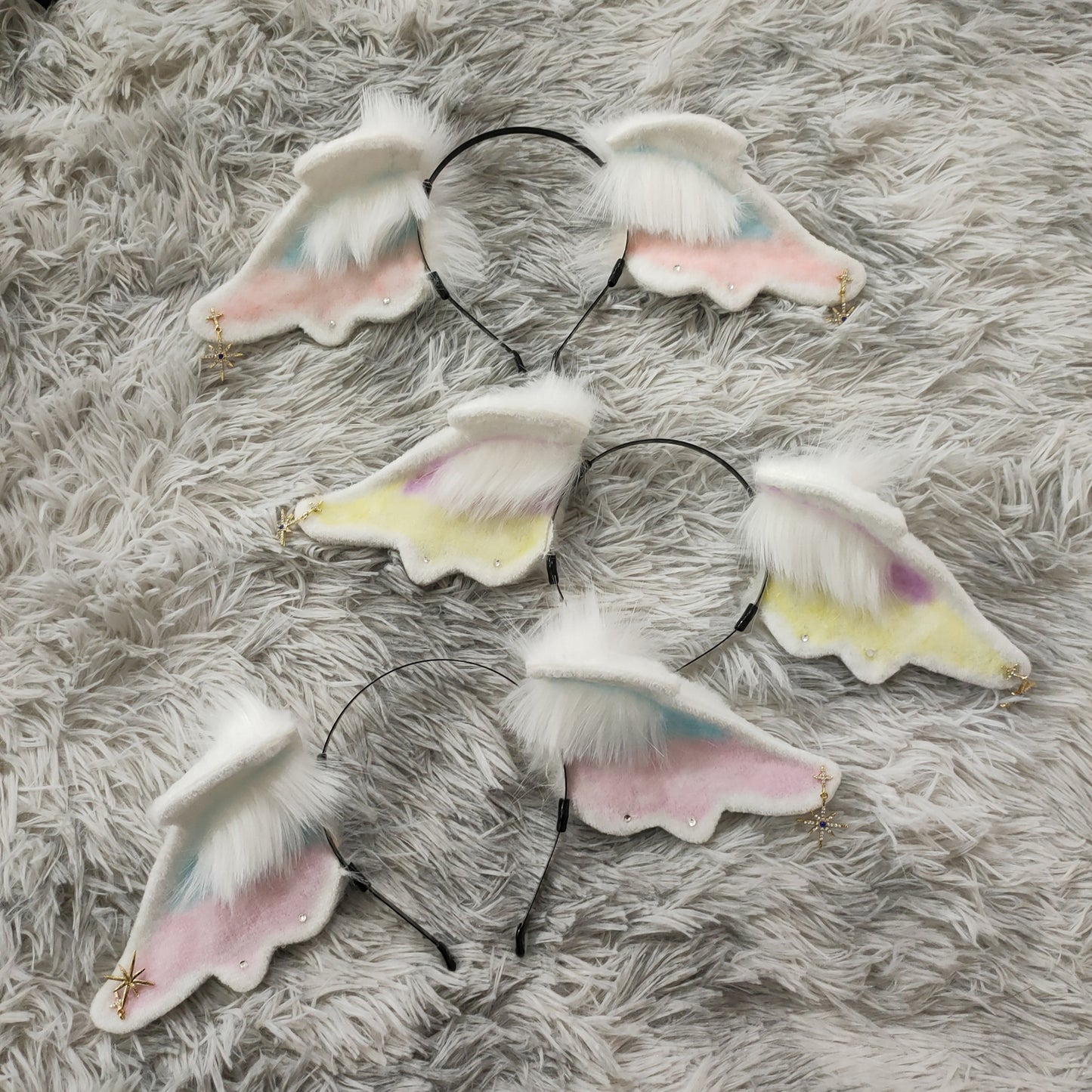 Cosplay Angel Heaband Cosplay Fluffy Cloud Shape Headdress Hairband Irregular Ears Costume Accessories Furry Cat Ears Faux Fur Custom Animal Ears