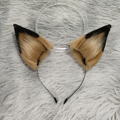 Cosplay Brown Fox Ears Kit Cos Arknights CEOBE Fox Headband Anubis Hairband Cosplay Animal Costume Accessories Custom Ears Furry Ears Faux Fur