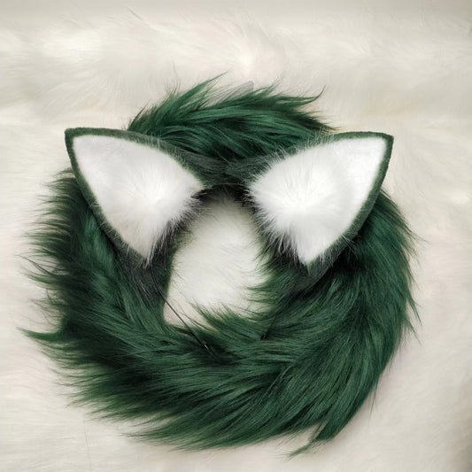 Cosplay Cat Ears Tail Kit Cosplay Headdress Hairband Genshin Impact Xiao Cat Ears Costume Accessories Custom Animal Ears