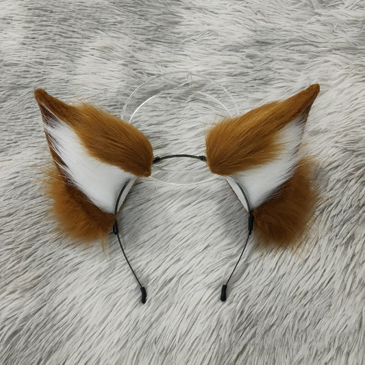 Cosplay Brown Fox Ears Kit Cos たまものまえ Fox Headband Anubis Hairband Cosplay Animal Costume Accessories Custom Ears Furry Ears Faux Fur