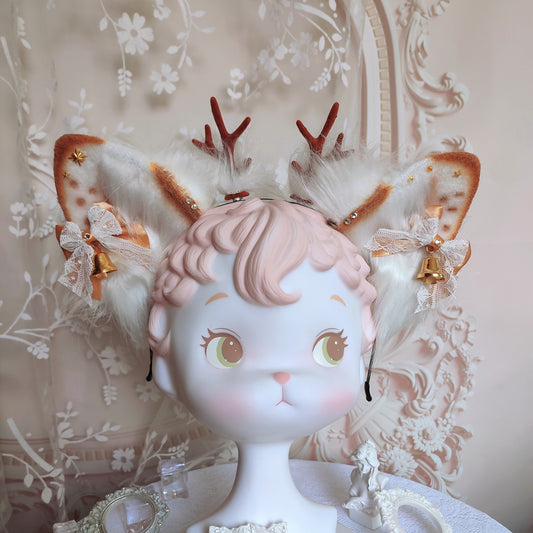 Cosplay Detachable Deer Ears Kit Cosplay Headdress Hairband Cosplay Deer Ears Costume Accessories Christmas Custom