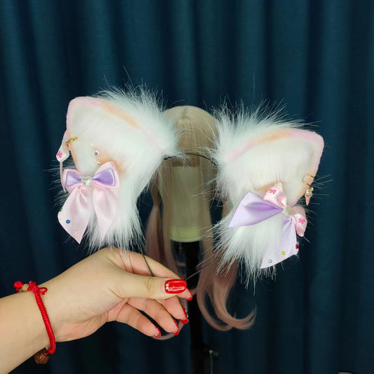 Cosplay Cat Heaband Cosplay Cat Headdress Hairband White Cat Ears Costume Accessories Custom Animal Ears