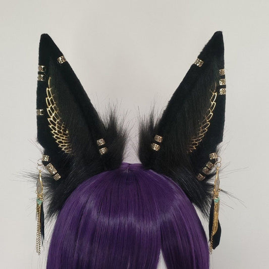 Cosplay Anubis Ears Kit Cosplay Fox Headband Hairband Ancient Egypt Ears Costume Accessories Custom Animal Ears Furry Ears Faux Fur