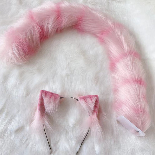 Cosplay Pink/Grey Tiger Ears Tail Kit Cosplay Headdress Hairband Cosplay Tiger Costume Accessories Custom Animal Ears