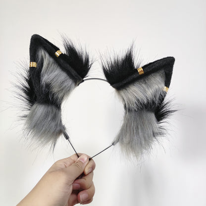 Cosplay Fox Ears Kit Cosplay Cat Headband Hairband with Accessories Cosplay Fox Halloween Costume Accessories Chrsitmas
