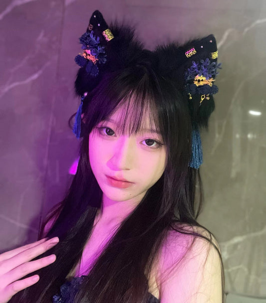 Cosplay Fox Ears Kit Cosplay Cat Headpin Hairband with Accessories Cosplay Fox Halloween Costume Accessories