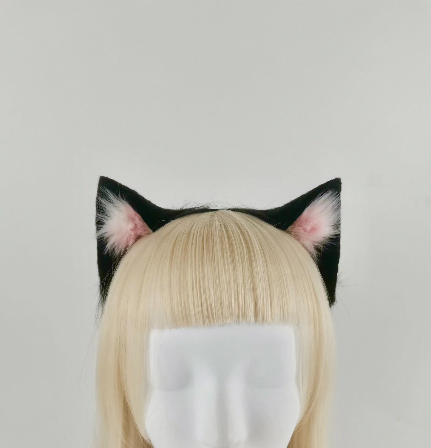 Cos Cat Heaband Cosplay Black Cat with Pink Cochlea Headdress Hairband Cat Ears Costume Accessories Custom Animal Ears