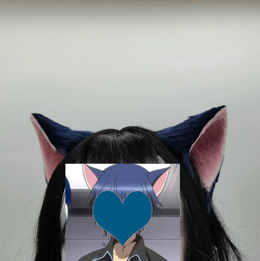 Furry Cat Ears Tail Kit Cosplay しゅごキャラ! Tsukiyomi Ikuto Headdress Hairband Cosplay Cat Ears