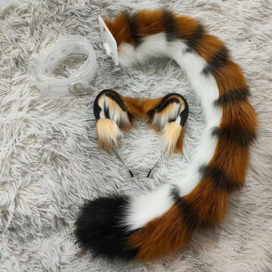 Cosplay Tiger Ears Tail Kit Cosplay Headdress Hairband Cosplay Brown Tiger Costume Accessories