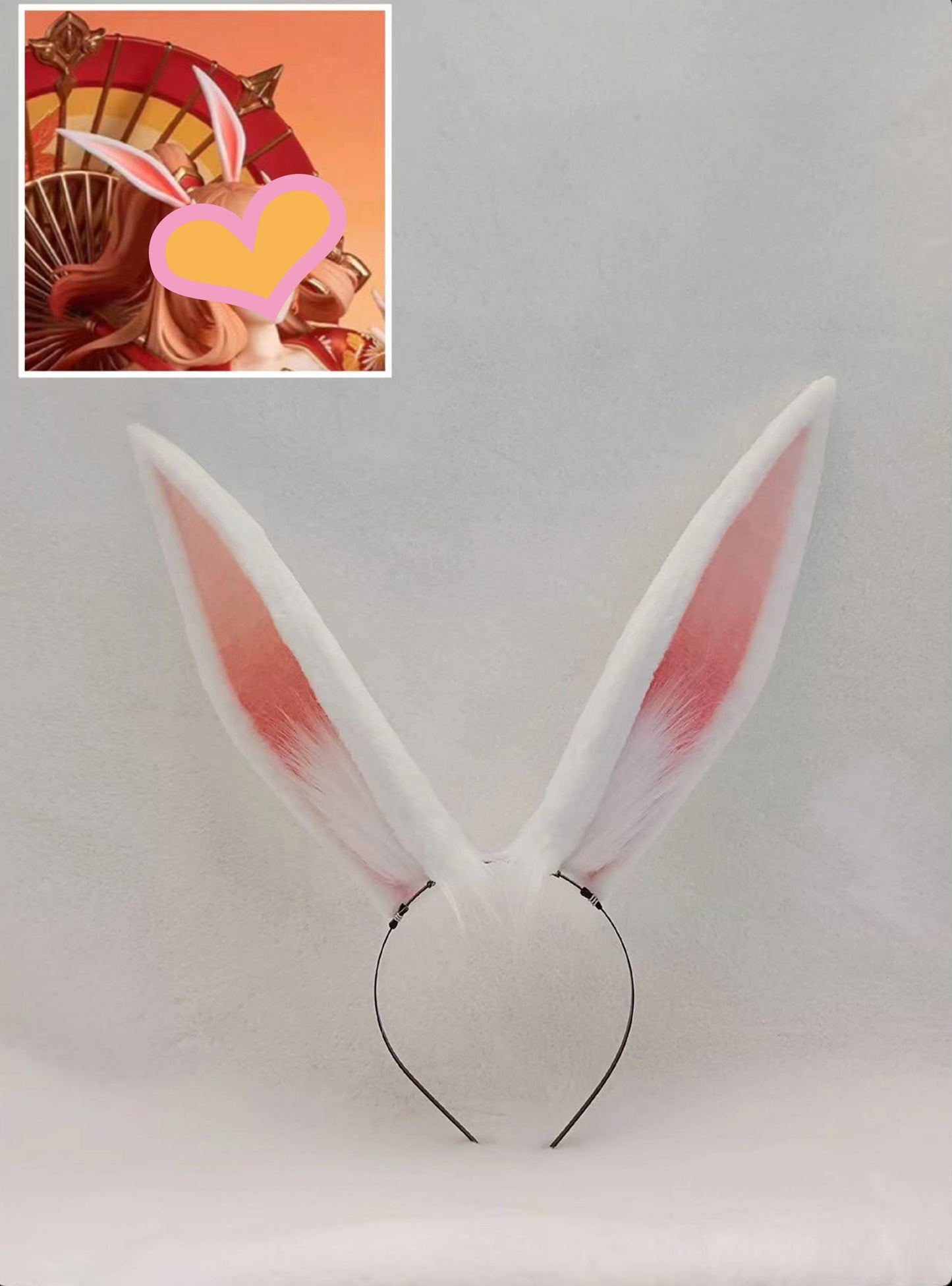 Cos Bunny Ears Kit Cosplay White Rabbit Headband Hairband Cosplay Bunny Ears Costume Accessories Halloween Cosplay Animal Ears Furry Ears Faux Fur