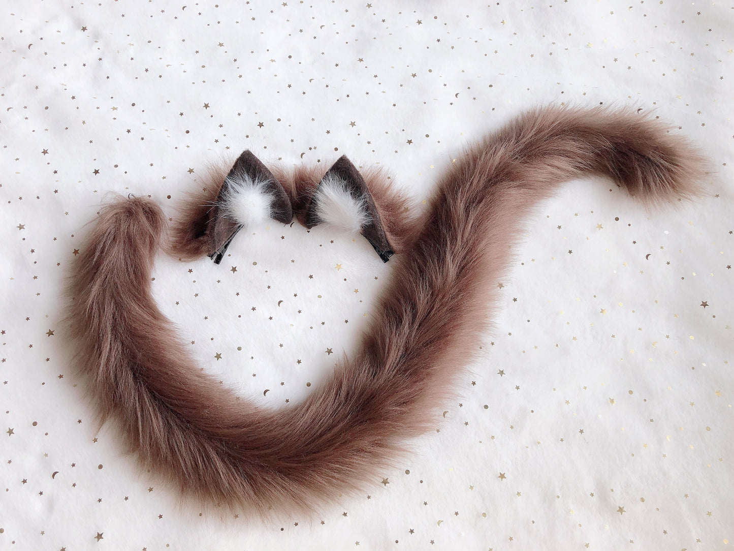 Cosplay Cat Ears Tail Kit Custom Animal Cosplay Headdress Hairband Chocolate Cat Ears Costume Accessories