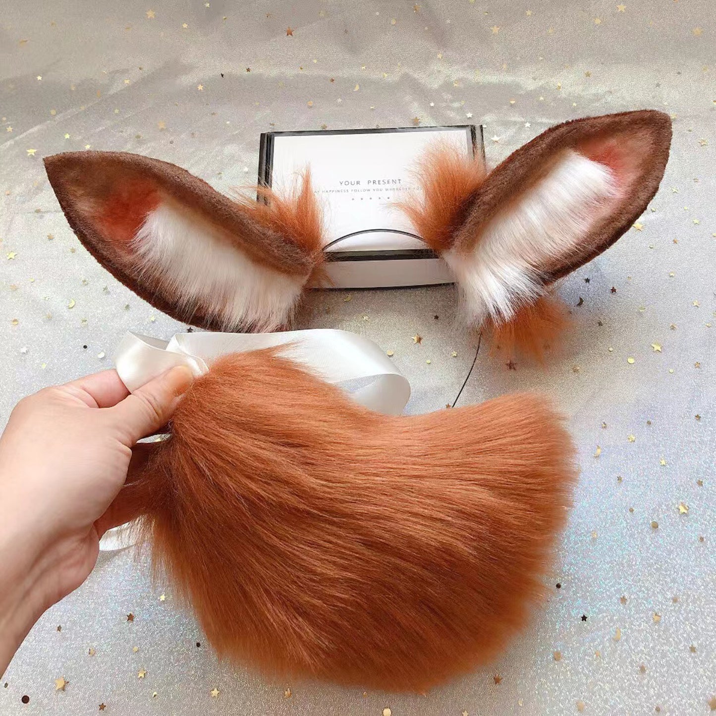 Cosplay Furry Rabbit Ears Tail Kit Cosplay Headband Hairband Cosplay Bunny Ears Costume Accessories Halloween